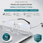 👓 Wysokiej jakości, niezwykle lekkie i przejrzyste profesjonalne okulary bezramkowe z ochroną przed niebieskim światłem. Wzornictwo unisex. ✨