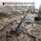 Regulowany kij trekkingowy ze stopu aluminium: wytrzymały, amortyzujący wstrząsy i lekki.
