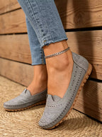 🥇【Super oferta】😍【36-43】Perforowane baleriny w stylu retro | Miękka podeszwa, codzienny komfort | Wsuwane, duże rozmiary