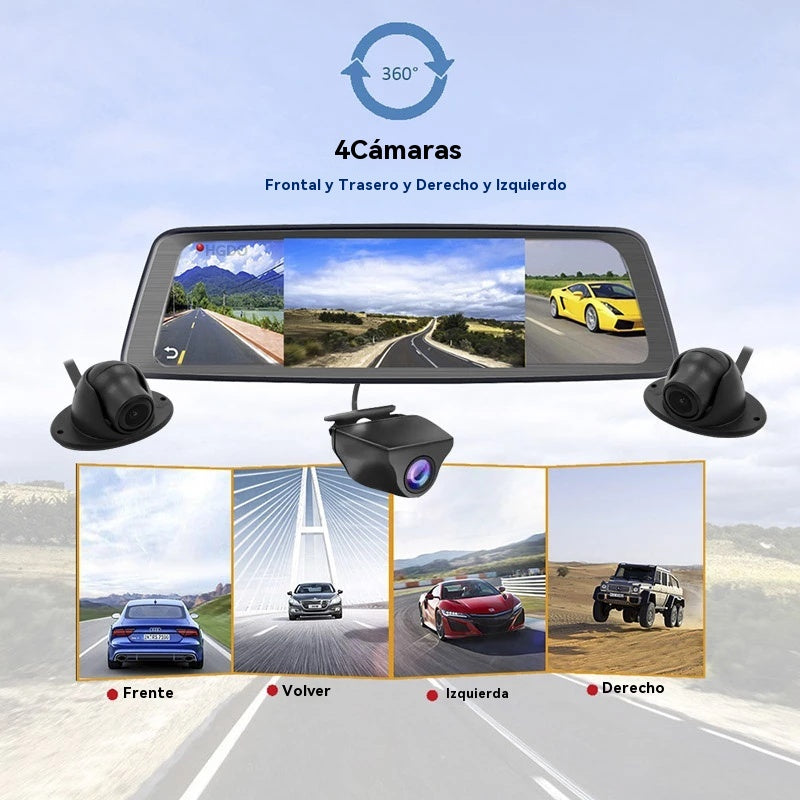 Grabadora insignia para auto con pantalla completa💻 4K HD ultra claro📲 Conexión a aplicación de teléfono móvil, control de voz🎙 Grabación dual delantera y trasera