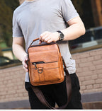 👜Bolso bandolera de cuero auténtico para hombre, de estilo moderno y alta calidad