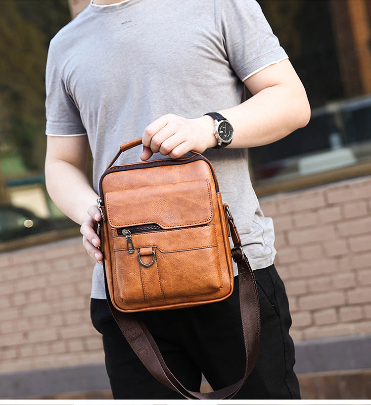 👜Bolso bandolera de cuero auténtico para hombre, de estilo moderno y alta calidad
