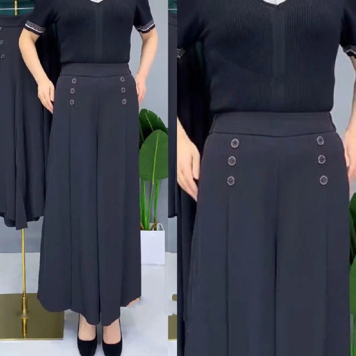 😍【Oferta ograniczona czasowo】【M-5XL】Modna, drapowana spódnica damska z szerokimi nogawkami i wysokim stanem