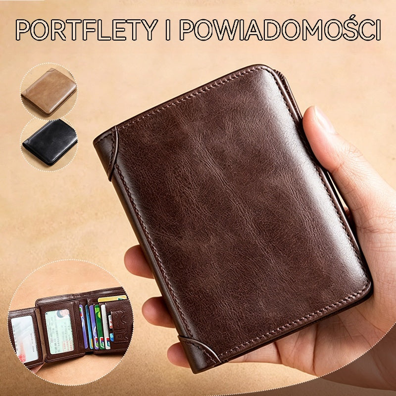 50% OFF! 🐂✨ Nowy męski portfel ze skóry naturalnej z systemem antykradzieżowym
