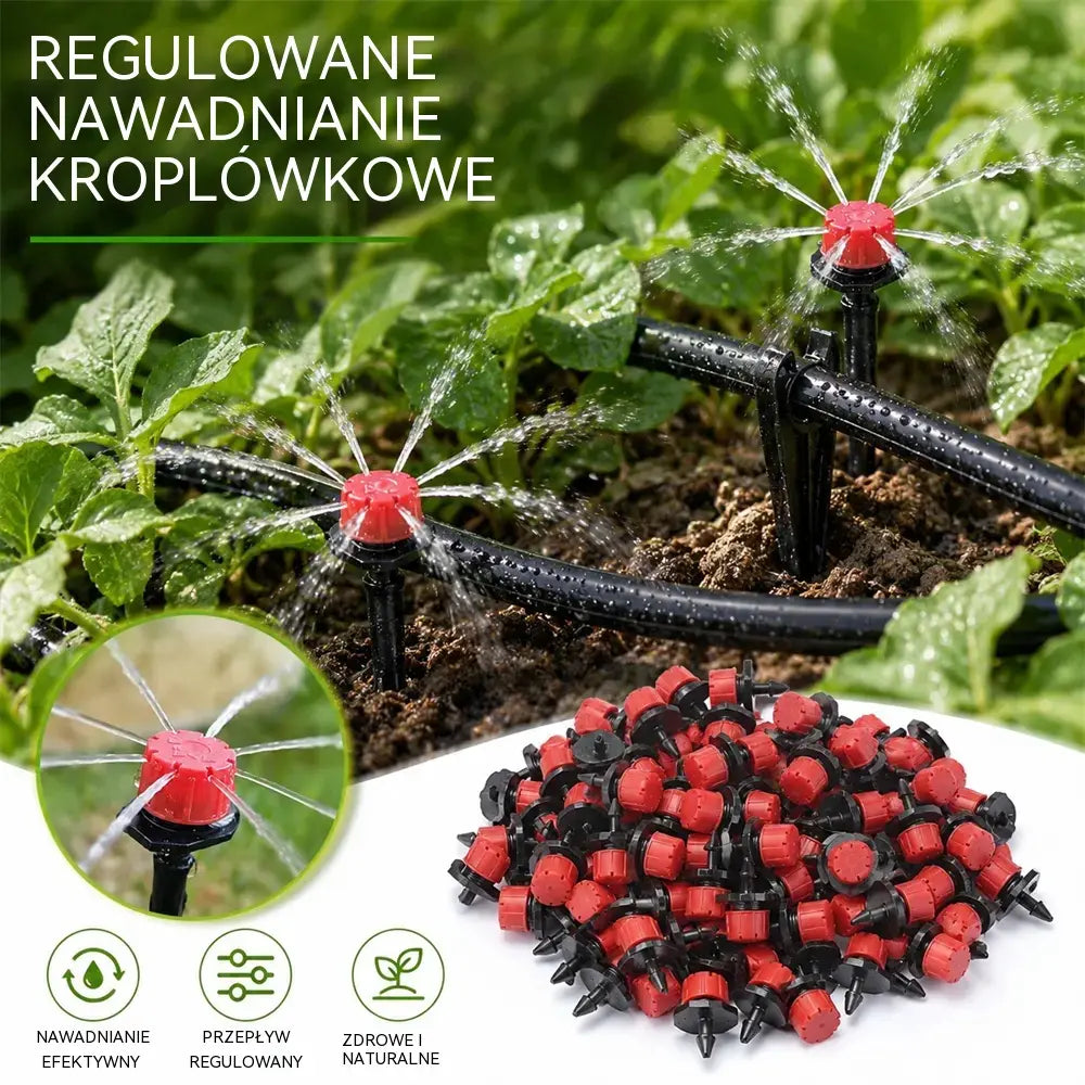 🌱💦【50 sztuk】8-otworowe głowice zraszaczy nawadniających z regulowanym przepływem
