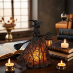 🧙‍‍♀️ Lampa czarownicy na Halloween, straszna gotycka dekoracja w kształcie latarni, wyjątkowa dekoracyjna figurka lampy stołowej, lampka nocna na nogach, odpowiednia do domu, ganku, biura, dekoracji na imprezę, może służyć jako prezent na Halloween.