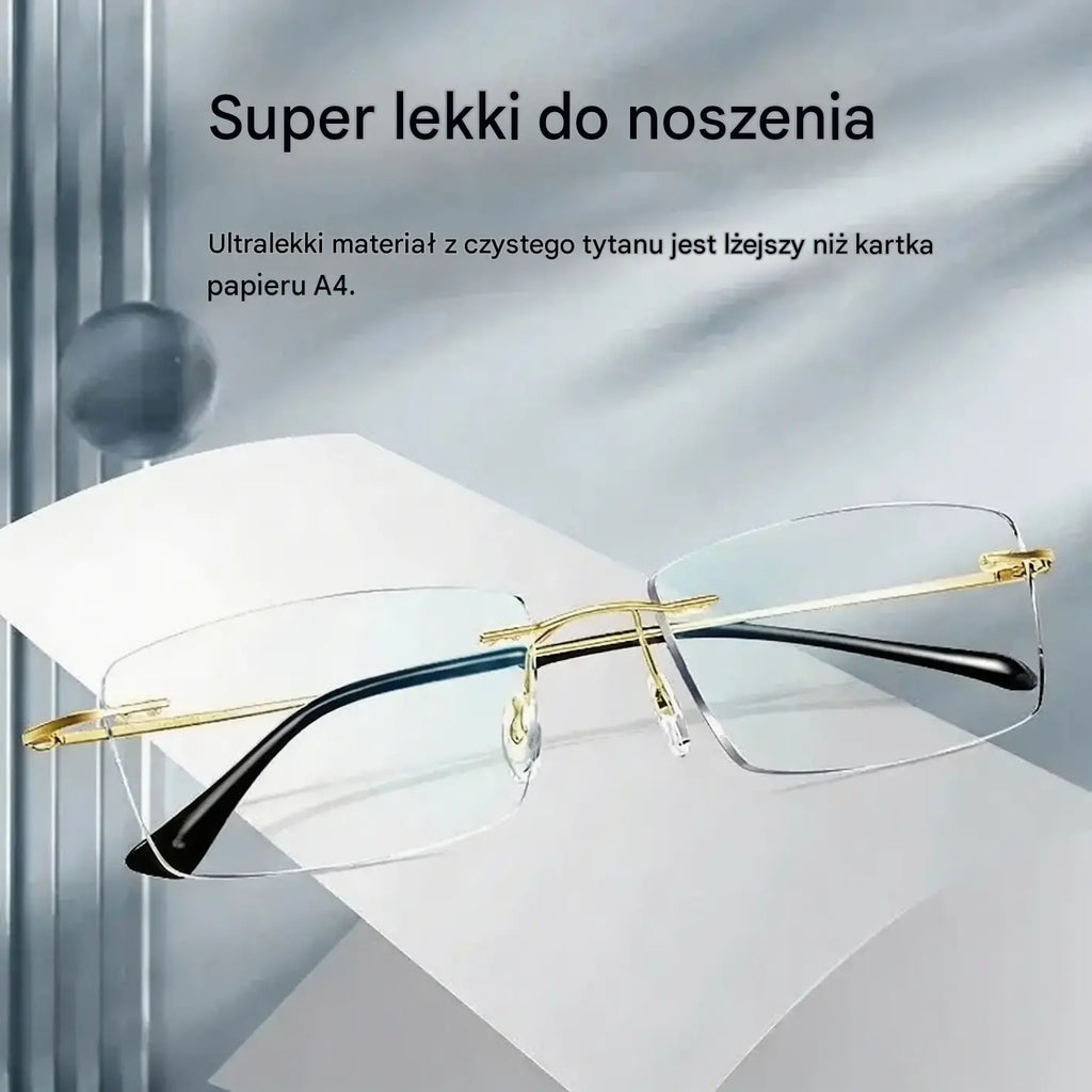 👓 Wysokiej jakości, niezwykle lekkie i przejrzyste profesjonalne okulary bezramkowe z ochroną przed niebieskim światłem. Wzornictwo unisex. ✨