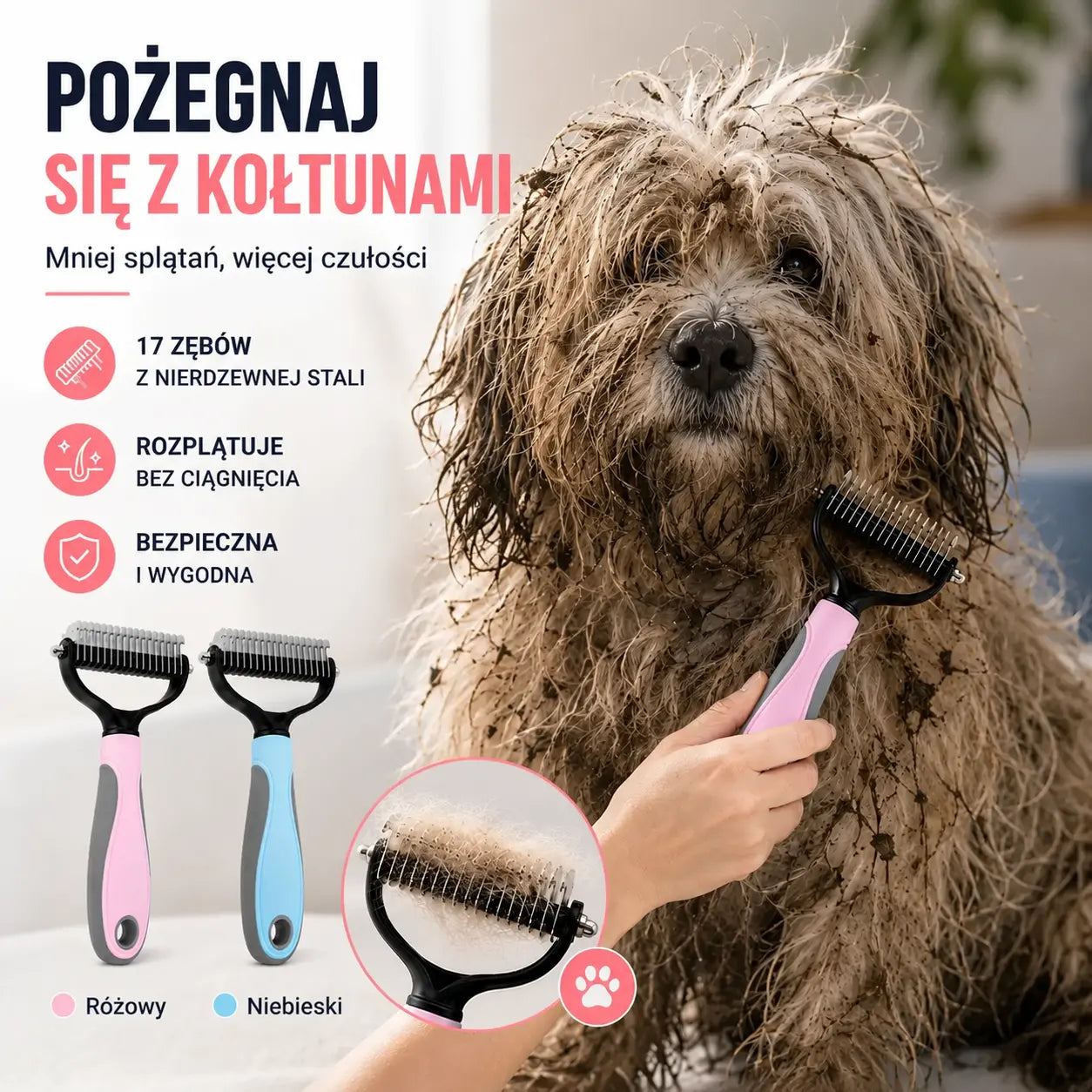 【Kup 1 dostań 1 za darmo】Dwustronna szczotka do pielęgnacji i usuwania sierści zwierząt domowych