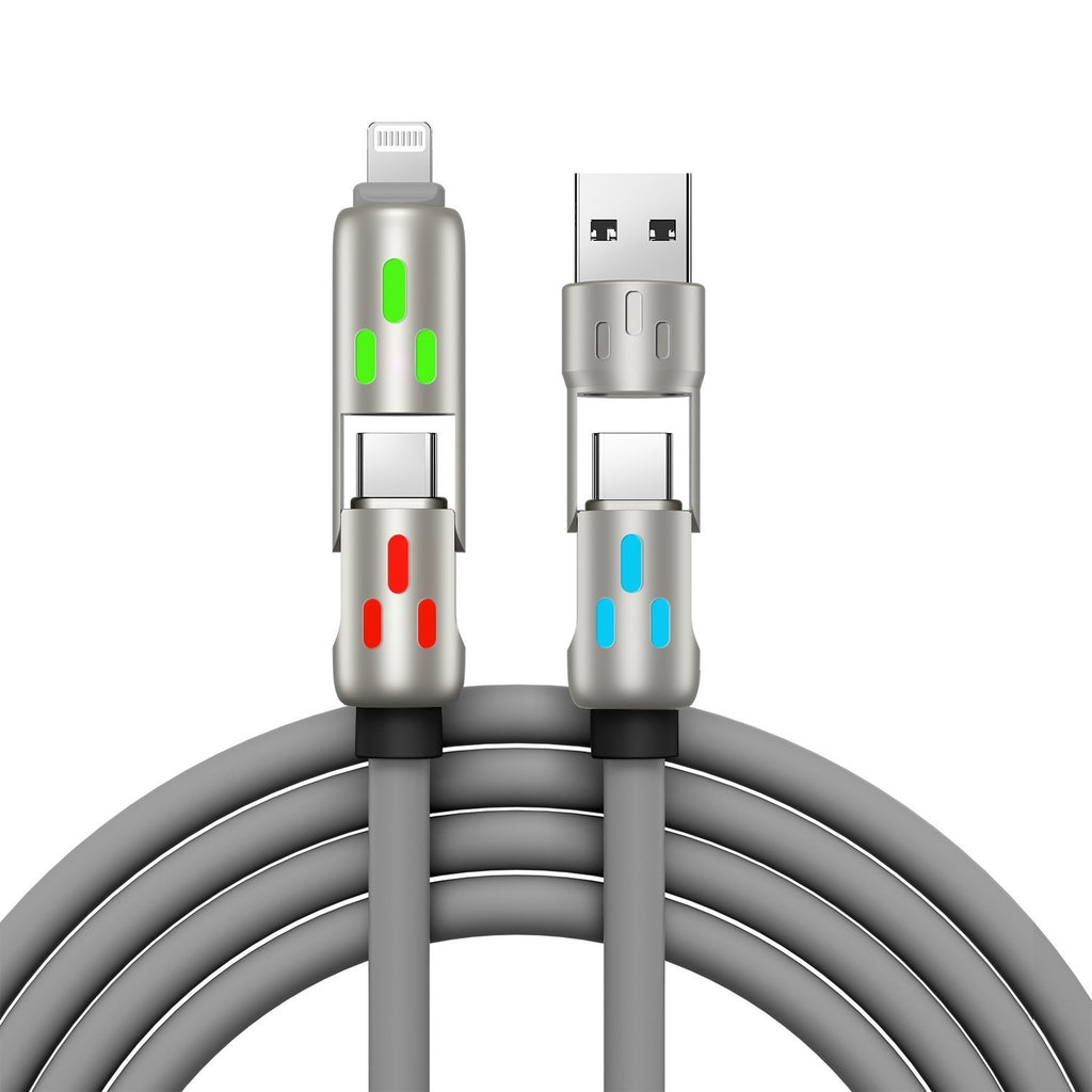 🔥 【2 sztuki za 99 zł】 🔥 (2 metry długości) Kabel 4 w 1 PD 240 W – USB-C, Lightning i szybkie ładowanie USB-A, aluminium i silikon, synchronizacja danych ⚡📱