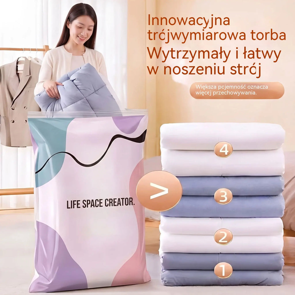 🧳 5 artykułów za jedyne 109 zł 💨 Duże, wyciskane worki próżniowe do przechowywania: Nie wymagają pompki, są szczelne, idealne do oszczędzania miejsca w walizce i w domu ✈️