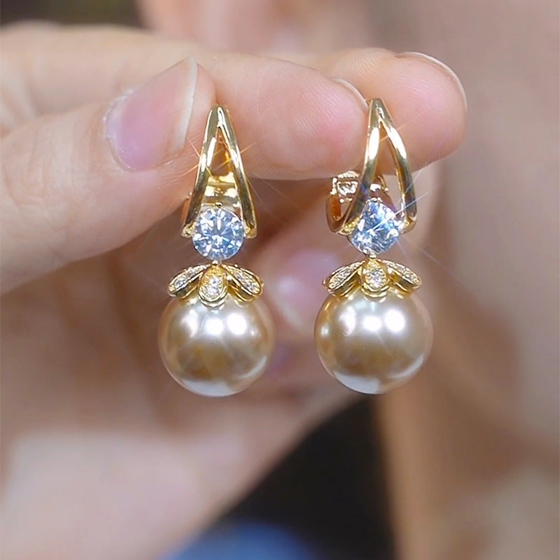 Pendientes de plata con perlas de lujo francés de nuevo estilo
