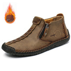 🥾【38-48】Botas Martens para hombre hechas totalmente a mano con cuero genuino, con forro de felpa y cremallera – cálidas, cómodas y elegantes, ideales para el invierno.
