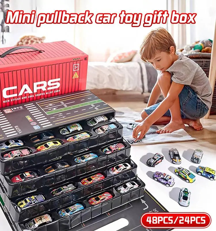🎁🏎48 wyjmowanych mini samochodzików z wbudowanym garażem