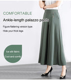 ❤️❤️【M-5XL】2026 Nowe damskie letnie szerokie nogawki Ice Silk Cropped Pants