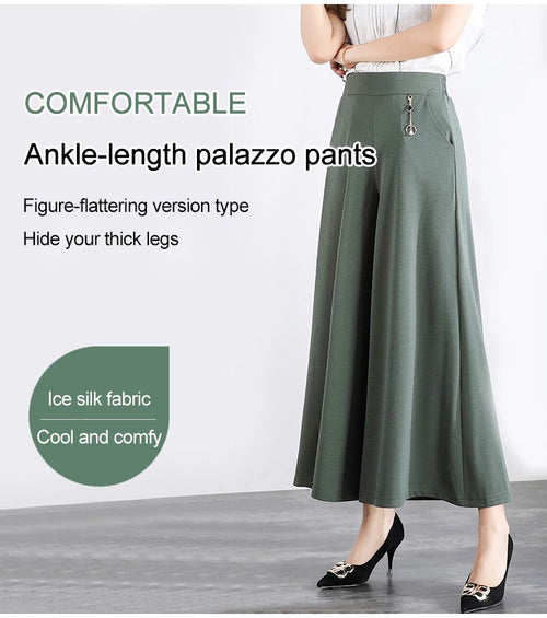 ❤️❤️【M-5XL】2026 Nowe damskie letnie szerokie nogawki Ice Silk Cropped Pants