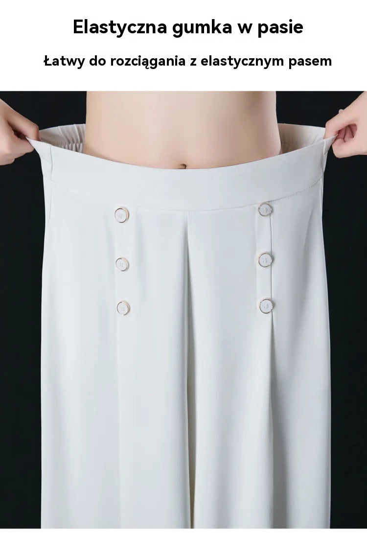 【M-5XL】Modna, drapowana spódnica damska z szerokimi nogawkami i wysokim stanem