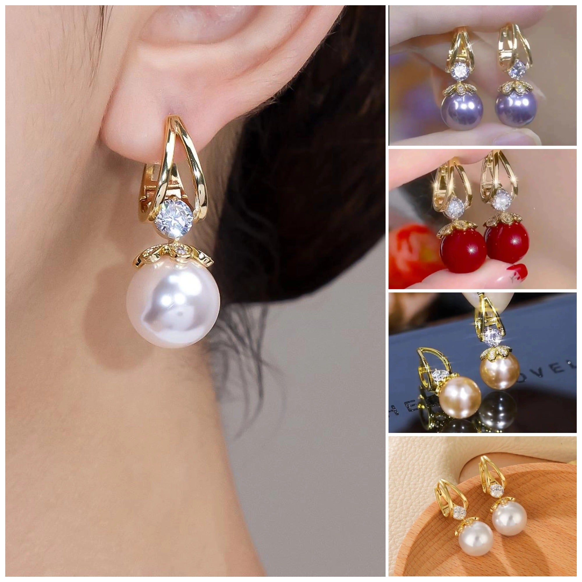 Pendientes de plata con perlas de lujo francés de nuevo estilo