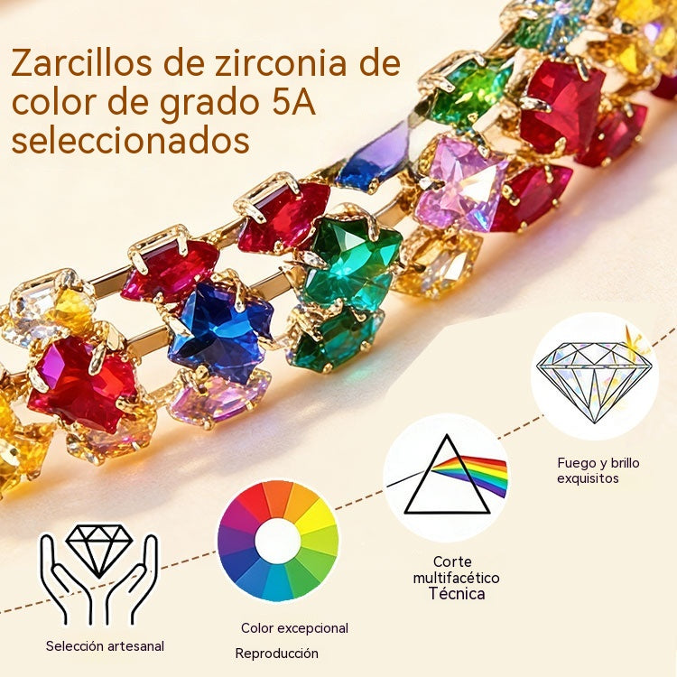 ✨ Kolorowa geometryczna bransoletka z cyrkoniami w stylu boho