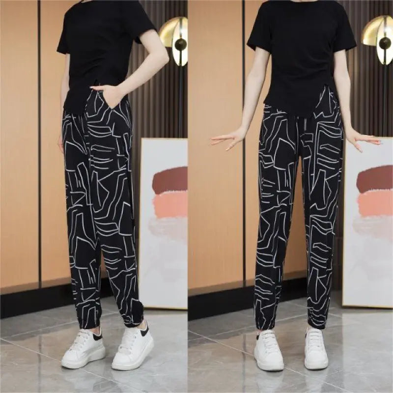 🔥Oferta ograniczona czasowo-50% zniżki🔥[S-4XL]Modne obcisłe spodnie z nogawkami wiosna i lato casual duży rozmiar【45-95kg】
