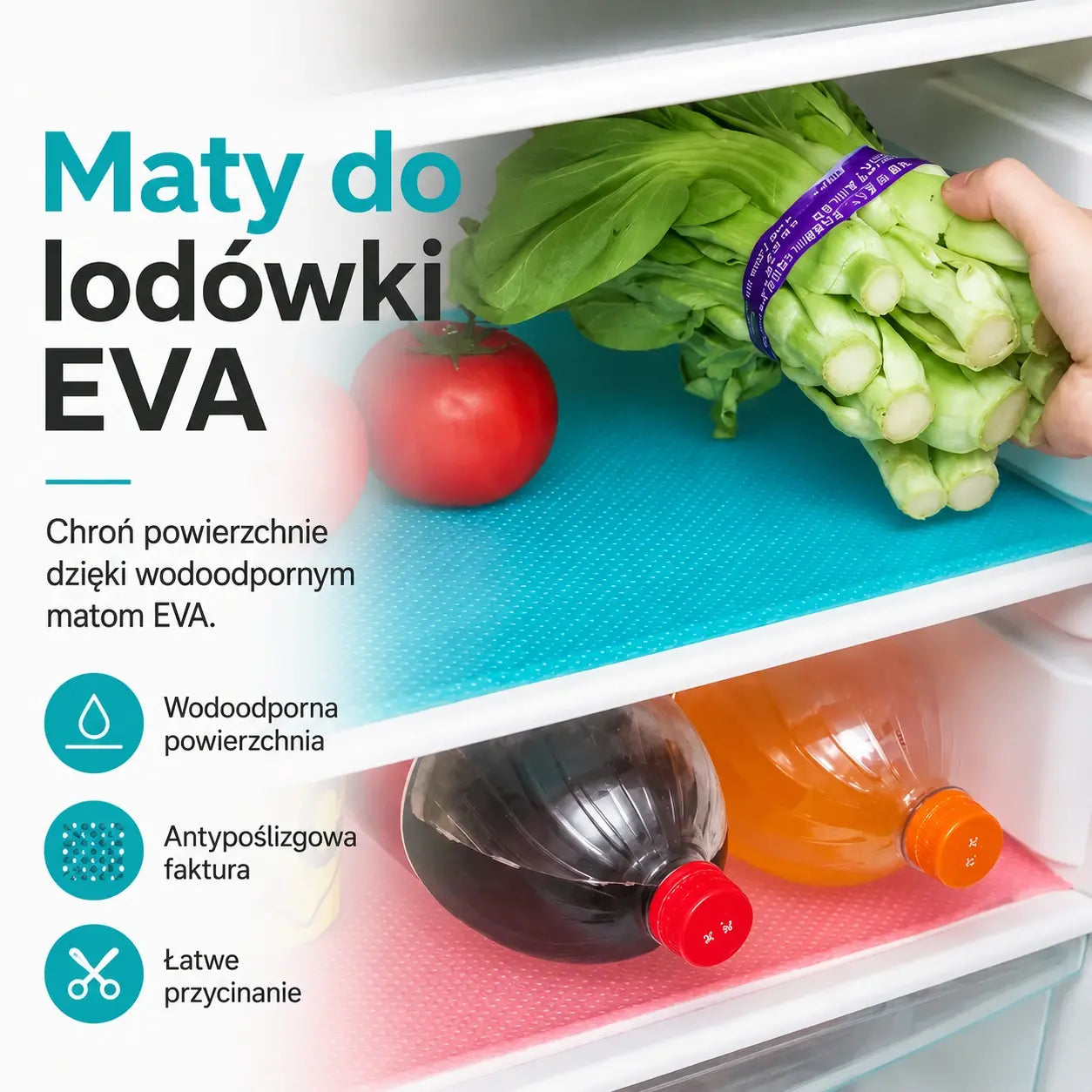 Wodoodporne maty ochronne na półki lodówki — Antypoślizgowe, łatwe do czyszczenia i odpowiednie do kontaktu z żywnością — Pomagają utrzymać półki w czystości i porządku