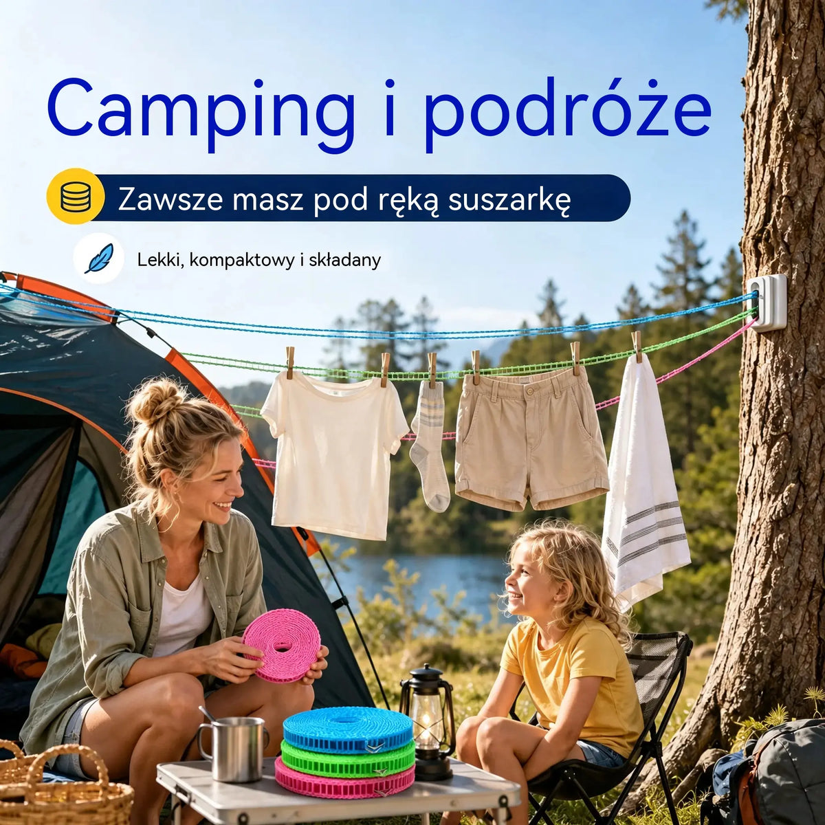 💥【Zestaw 3 sztuk】🔗 Antypoślizgowa, wiatroszczelna linka na pranie 👕 Zapobiega bałaganowi spowodowanemu wiatrem 🌬️