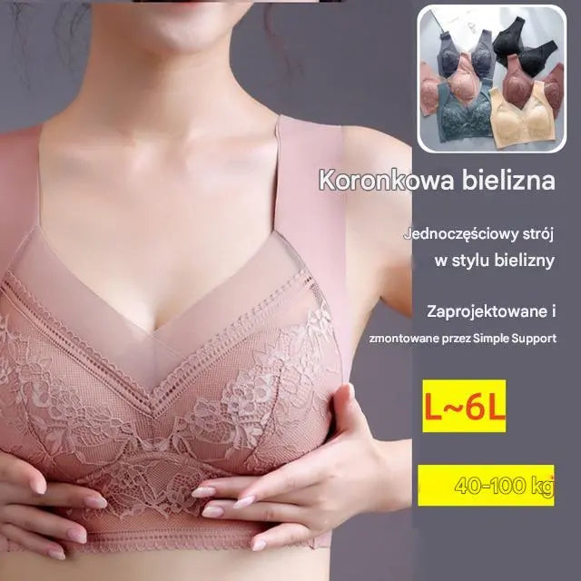 Kup dwa, a dwa dostaniesz gratis.🔥4 sztuki 109zł【40-110 KG】Damski wygodny, bezszwowy koronkowy biustonosz