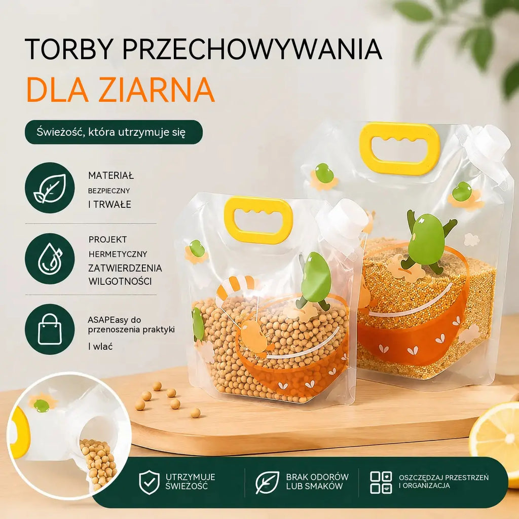 📢📢 50% zniżki! Zestaw 6 elementów (z lejkiem) ⏰ Wielofunkcyjne torby do przechowywania żywności, chroniące przed owadami i wilgocią.