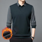 【Especiales de hoy】 Camiseta interior con cuello para hombre de mediana edad+ forro de plumón de ganso