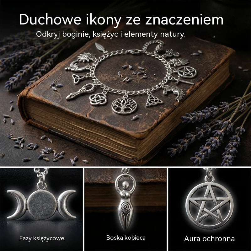 🔥 Kup 1, drugą otrzymasz GRATIS! ✨ Regulowana bransoletka vintage z mistycznymi zawieszkami dla kobiet 🔮 Idealna do stylizacji boho, gotyckich i na prezent 🎁