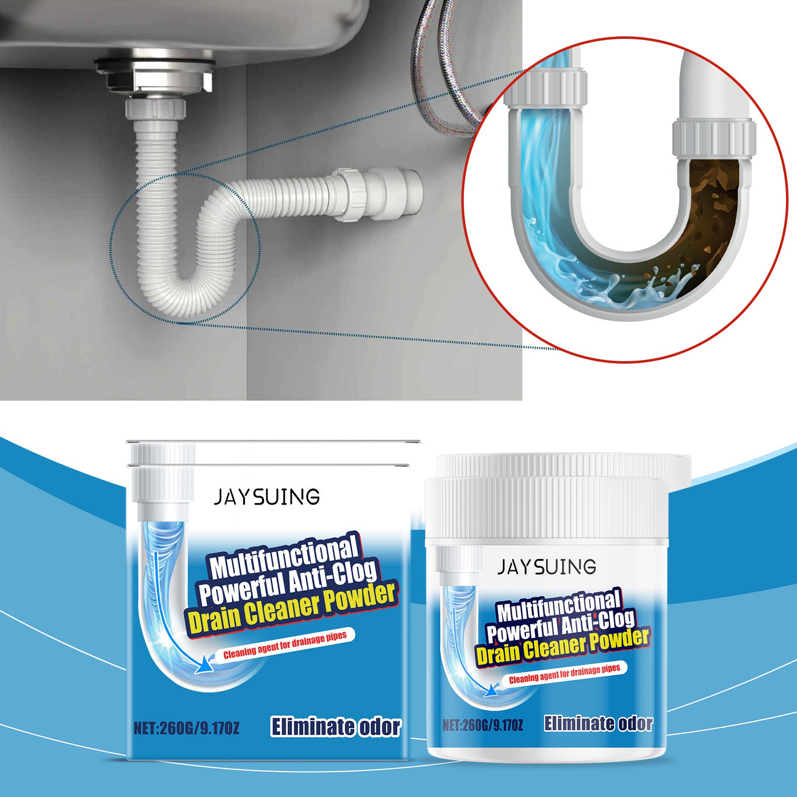 🚿💨【Oferta 50% taniej】Wielofunkcyjny, skuteczny proszek do czyszczenia rur odpływowych, zapobiega zatorom