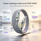 🔥 【2 sztuki za 99 zł】 🔥 (2 metry długości) Kabel 4 w 1 PD 240 W – USB-C, Lightning i szybkie ładowanie USB-A, aluminium i silikon, synchronizacja danych ⚡📱