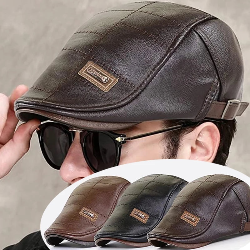 🧢Especiales de hoy 🔥 Boina de cuero vintage de primera calidad