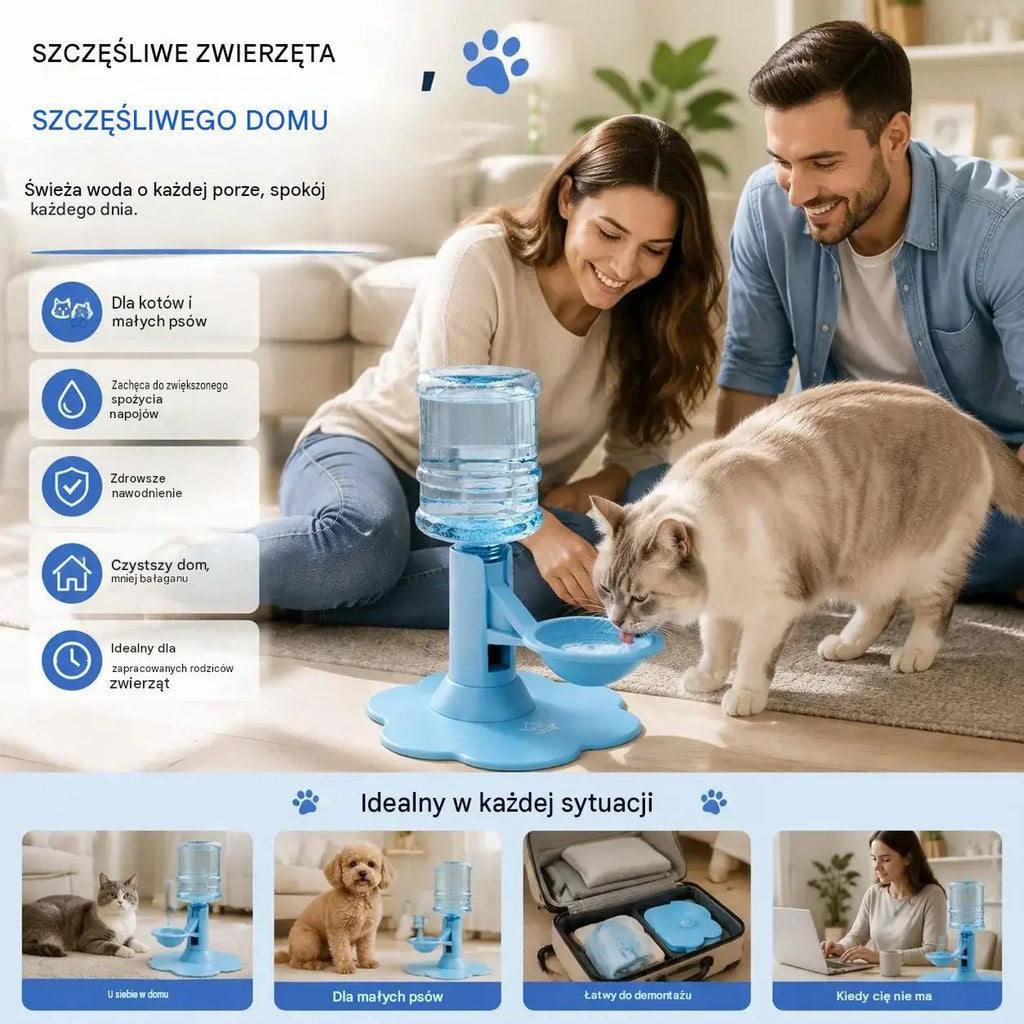 🐾 Automatyczny dozownik wody dla zwierząt – grawitacyjna, samonapełniająca się miska na wodę dla psów i kotów