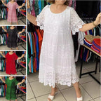 🌺👗【S-5XL】Nowa koronkowa sukienka z krótkim rękawem i okrągłym dekoltem