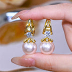 Pendientes de plata con perlas de lujo francés de nuevo estilo