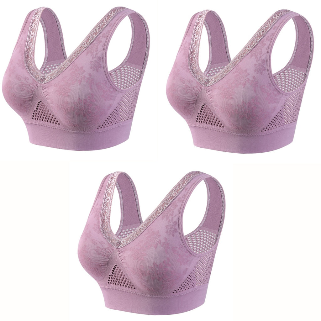 💕【40-120 kg】【Zestaw 3 sztuk】✨ Biustonosz koronkowy bez fiszbin z wysokim wsparciem dla kobiet