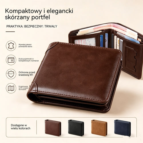 50% OFF! 🐂✨ Nowy męski portfel ze skóry naturalnej z systemem antykradzieżowym