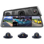 Grabadora insignia para auto con pantalla completa💻 4K HD ultra claro📲 Conexión a aplicación de teléfono móvil, control de voz🎙 Grabación dual delantera y trasera