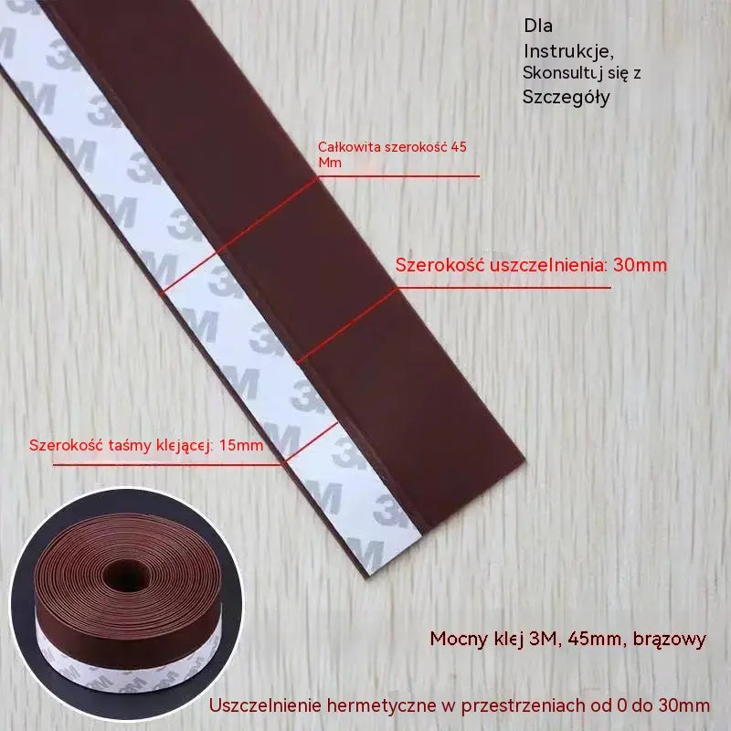 45 mm × 5 m 🚪 Uszczelka dolna drzwi z PVC – pyłoszczelna i chroniąca przed przeciągami
