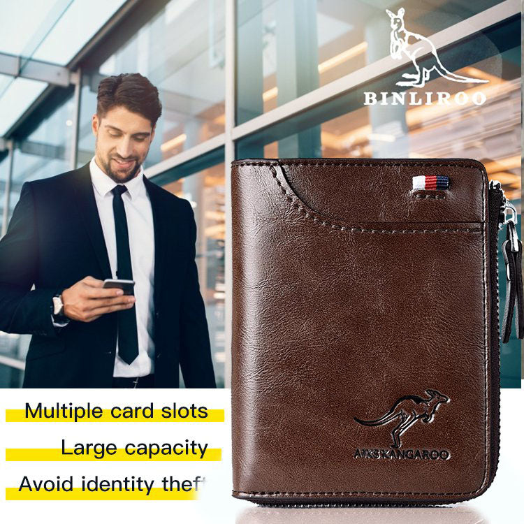 2026 Cartera antimagnética para hombre, de cuero suave y gran capacidad