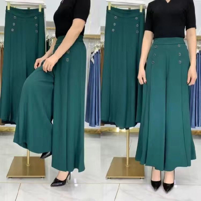 😍【Oferta ograniczona czasowo】【M-5XL】Modna, drapowana spódnica damska z szerokimi nogawkami i wysokim stanem