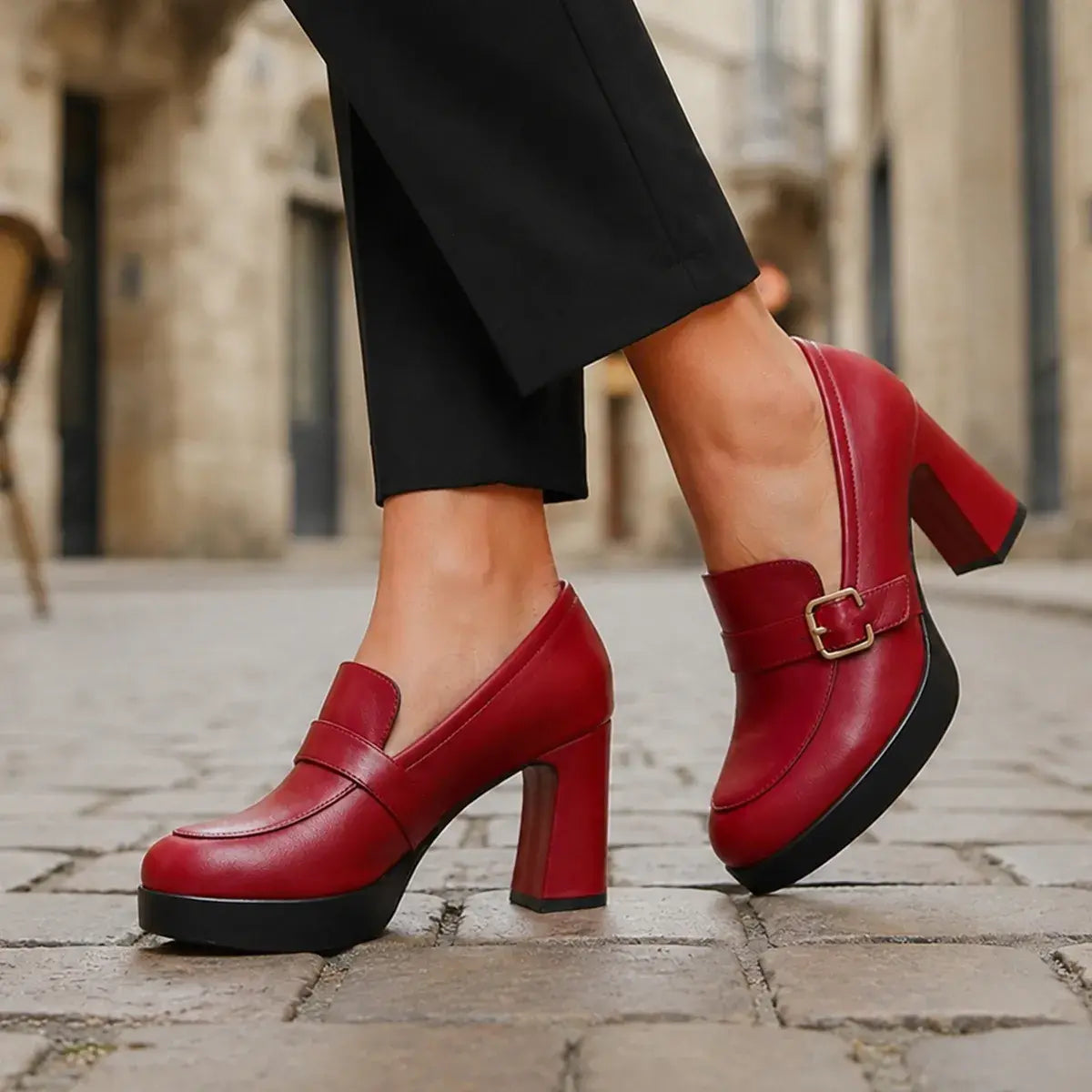 🔥👠【35-40】Nowe skórzane botki z 2026 roku na grubym obcasie. Modne damskie botki na wysokim obcasie.