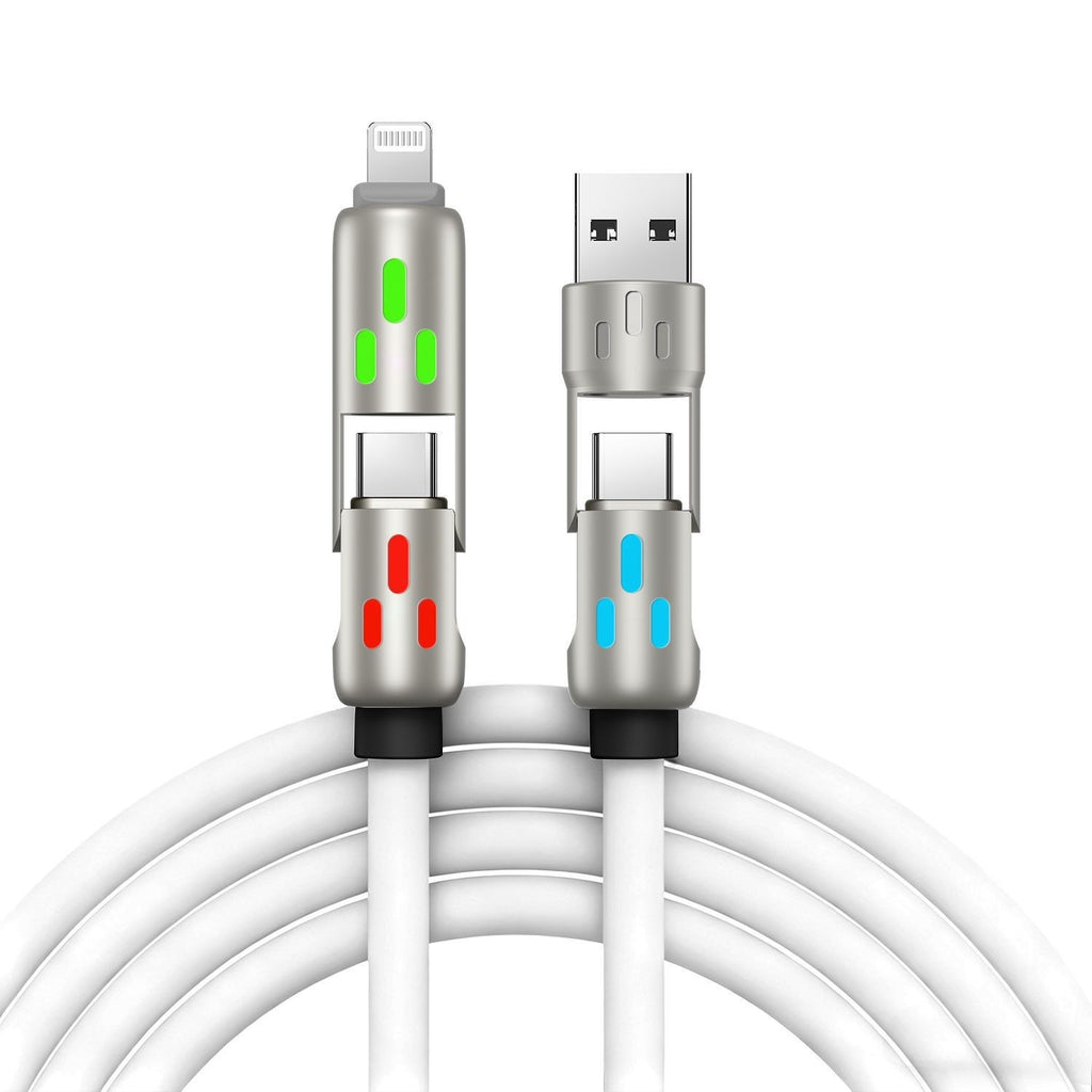 🔥 【2 sztuki za 99 zł】 🔥 (2 metry długości) Kabel 4 w 1 PD 240 W – USB-C, Lightning i szybkie ładowanie USB-A, aluminium i silikon, synchronizacja danych ⚡📱