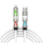 🔥 【2 sztuki za 99 zł】 🔥 (2 metry długości) Kabel 4 w 1 PD 240 W – USB-C, Lightning i szybkie ładowanie USB-A, aluminium i silikon, synchronizacja danych ⚡📱