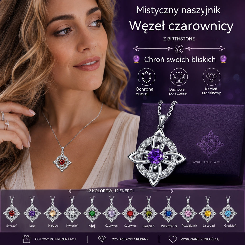 🔥 Tylko 89 zł! 🔮 Naszyjnik z Węzłem Czarownicy i Kamieniem Naturalnym 💞 Ochrona dla Ciebie i Twoich Bliskich