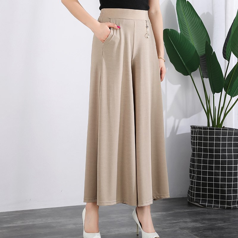 ❤️❤️【M-5XL】2026 Nowe damskie letnie szerokie nogawki Ice Silk Cropped Pants