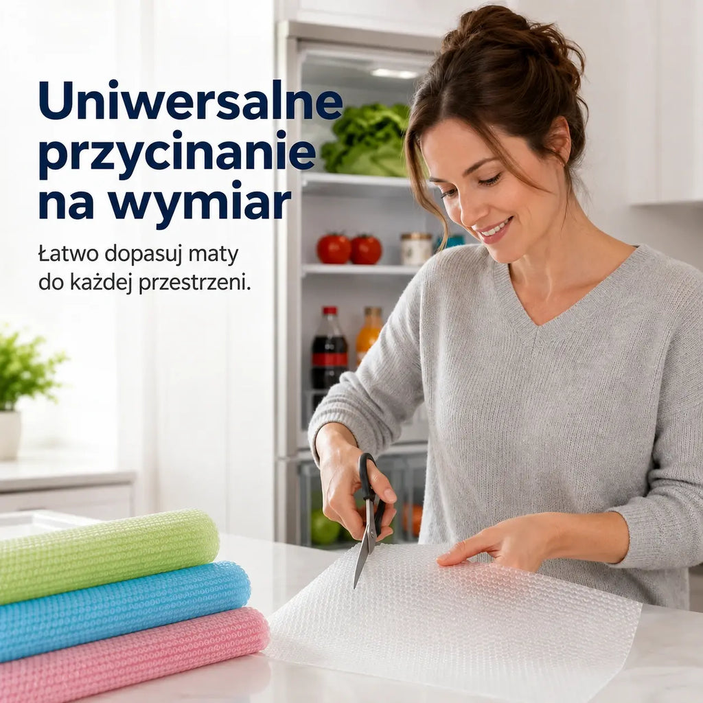 Wodoodporne maty ochronne na półki lodówki — Antypoślizgowe, łatwe do czyszczenia i odpowiednie do kontaktu z żywnością — Pomagają utrzymać półki w czystości i porządku