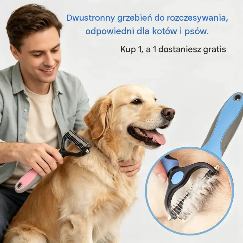 【Kup 1 dostań 1 za darmo】Dwustronna szczotka do pielęgnacji i usuwania sierści zwierząt domowych