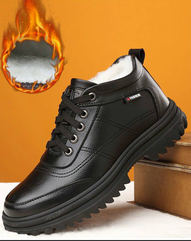🔥Ograniczona czasowo zniżka 50%🔥【39-44】2025 Nowość Zimowe, ciepłe, męskie skórzane buty z grubą podeszwą