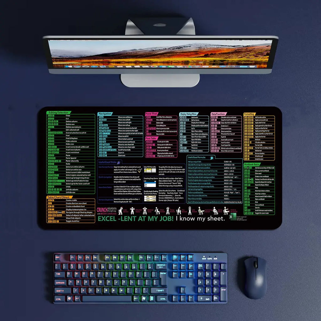 💻🖱【30 x 60 cm x 4 mm】Bardzo duża podkładka pod klawiaturę i mysz z nadrukowanymi skrótami klawiszowymi